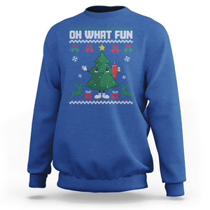 Ugly Christmas Sweatshirt Oh What Fun Boujee Christmas Tree Funny TS02 Royal Blue Printyourwear