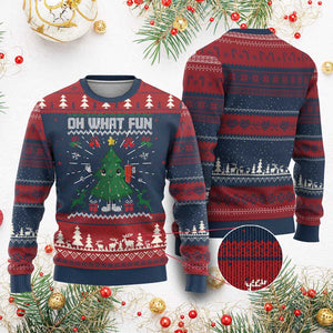 Retro Boujee Xmas Tree Ugly Christmas Sweater Oh What Fun TS02 Burgundy Print Your Wear