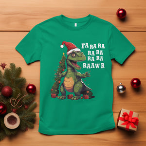 Dinosaur Christmas T Shirt Fa Ra Ra Ra Rawr Xmas Tree Santa Rex Lover TS02 Irish Green Printyourwear