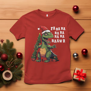 Dinosaur Christmas T Shirt Fa Ra Ra Ra Rawr Xmas Tree Santa Rex Lover TS02 Red Printyourwear