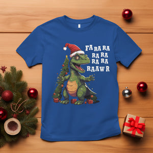 Dinosaur Christmas T Shirt Fa Ra Ra Ra Rawr Xmas Tree Santa Rex Lover TS02 Royal Blue Printyourwear