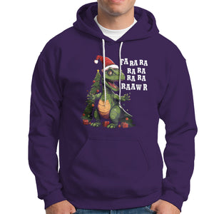 Dinosaur Christmas Hoodie Fa Ra Ra Ra Rawr Xmas Tree Santa Rex Lover TS02 Purple Printyourwear