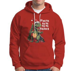 Dinosaur Christmas Hoodie Fa Ra Ra Ra Rawr Xmas Tree Santa Rex Lover TS02 Red Printyourwear