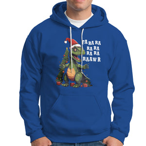 Dinosaur Christmas Hoodie Fa Ra Ra Ra Rawr Xmas Tree Santa Rex Lover TS02 Royal Blue Printyourwear