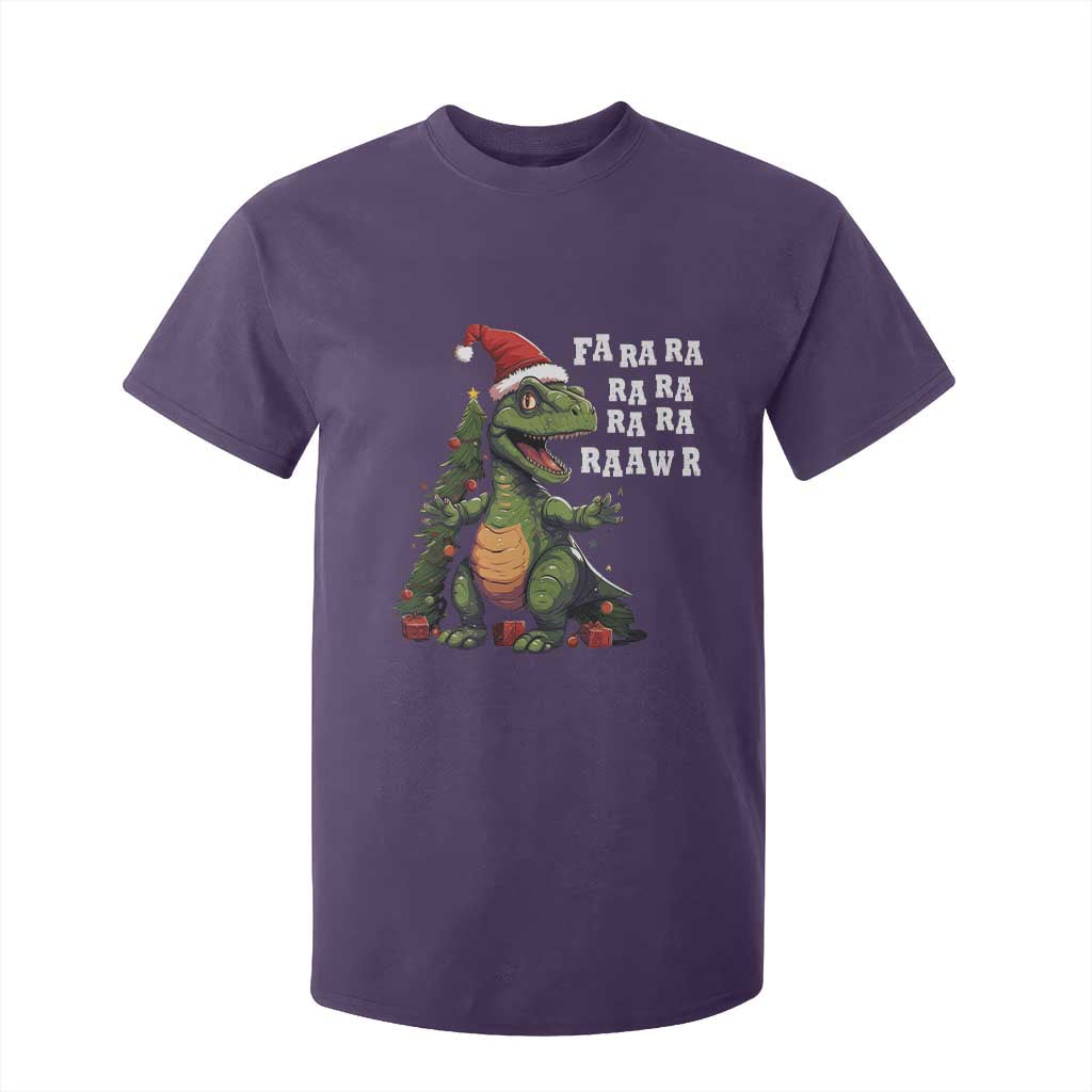 Dinosaur Christmas T Shirt For Kid Fa Ra Ra Ra Rawr Xmas Tree Santa Rex Lover TS02 Purple Print Your Wear
