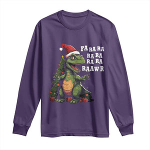 Dinosaur Christmas Long Sleeve Shirt Fa Ra Ra Ra Rawr Xmas Tree Santa Rex Lover TS02 Purple Print Your Wear