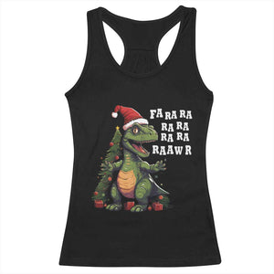 Dinosaur Christmas Racerback Tank Top Fa Ra Ra Ra Rawr Xmas Tree Santa Rex Lover TS02 Black Print Your Wear