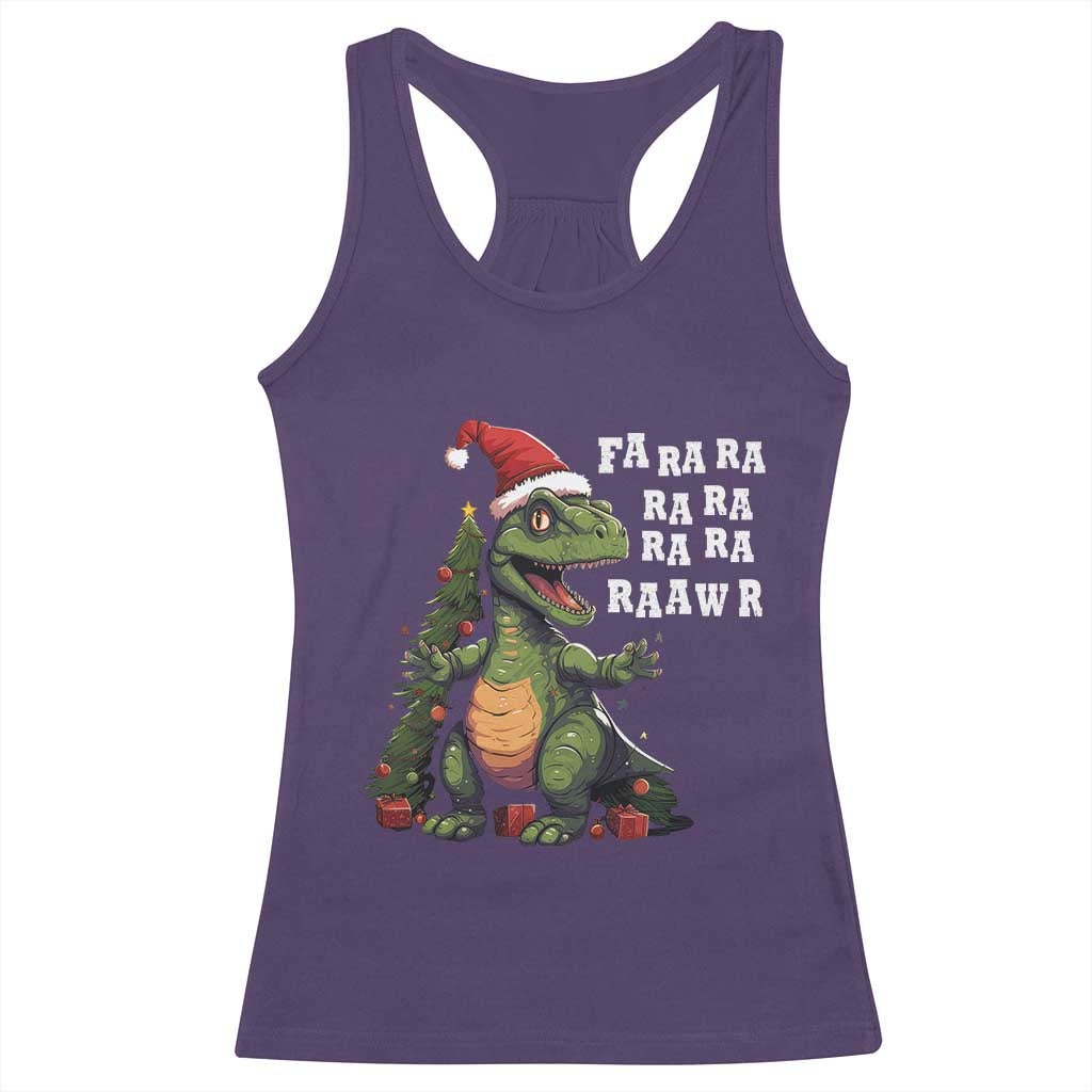Dinosaur Christmas Racerback Tank Top Fa Ra Ra Ra Rawr Xmas Tree Santa Rex Lover TS02 Purple Print Your Wear
