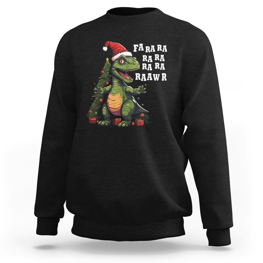 Dinosaur Christmas Sweatshirt Fa Ra Ra Ra Rawr Xmas Tree Santa Rex Lover TS02 Black Printyourwear