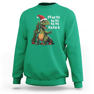 Dinosaur Christmas Sweatshirt Fa Ra Ra Ra Rawr Xmas Tree Santa Rex Lover TS02 Irish Green Printyourwear