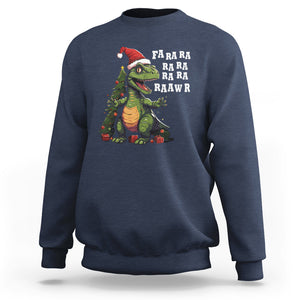 Dinosaur Christmas Sweatshirt Fa Ra Ra Ra Rawr Xmas Tree Santa Rex Lover TS02 Navy Printyourwear