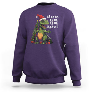 Dinosaur Christmas Sweatshirt Fa Ra Ra Ra Rawr Xmas Tree Santa Rex Lover TS02 Purple Printyourwear