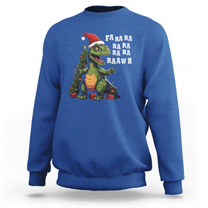 Dinosaur Christmas Sweatshirt Fa Ra Ra Ra Rawr Xmas Tree Santa Rex Lover TS02 Royal Blue Printyourwear