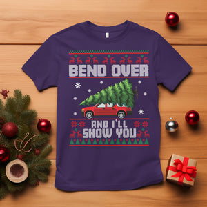 Funny Christmas T Shirt Bend Over And I'll Show You Merry Xmas Tree Ugly Sweater TS02 Purple Printyourwear