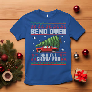 Funny Christmas T Shirt Bend Over And I'll Show You Merry Xmas Tree Ugly Sweater TS02 Royal Blue Printyourwear