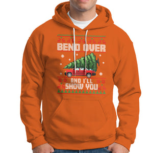 Funny Christmas Hoodie Bend Over And I'll Show You Merry Xmas Tree Ugly Sweater TS02 Orange Printyourwear