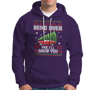 Funny Christmas Hoodie Bend Over And I'll Show You Merry Xmas Tree Ugly Sweater TS02 Purple Printyourwear