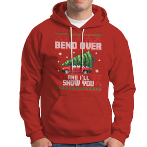 Funny Christmas Hoodie Bend Over And I'll Show You Merry Xmas Tree Ugly Sweater TS02 Red Printyourwear