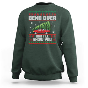 Funny Christmas Sweatshirt Bend Over And I'll Show You Merry Xmas Tree Ugly Sweater TS02 Dark Forest Green Printyourwear