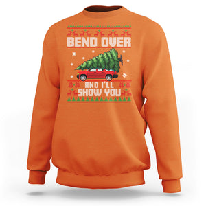 Funny Christmas Sweatshirt Bend Over And I'll Show You Merry Xmas Tree Ugly Sweater TS02 Orange Printyourwear