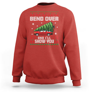 Funny Christmas Sweatshirt Bend Over And I'll Show You Merry Xmas Tree Ugly Sweater TS02 Red Printyourwear