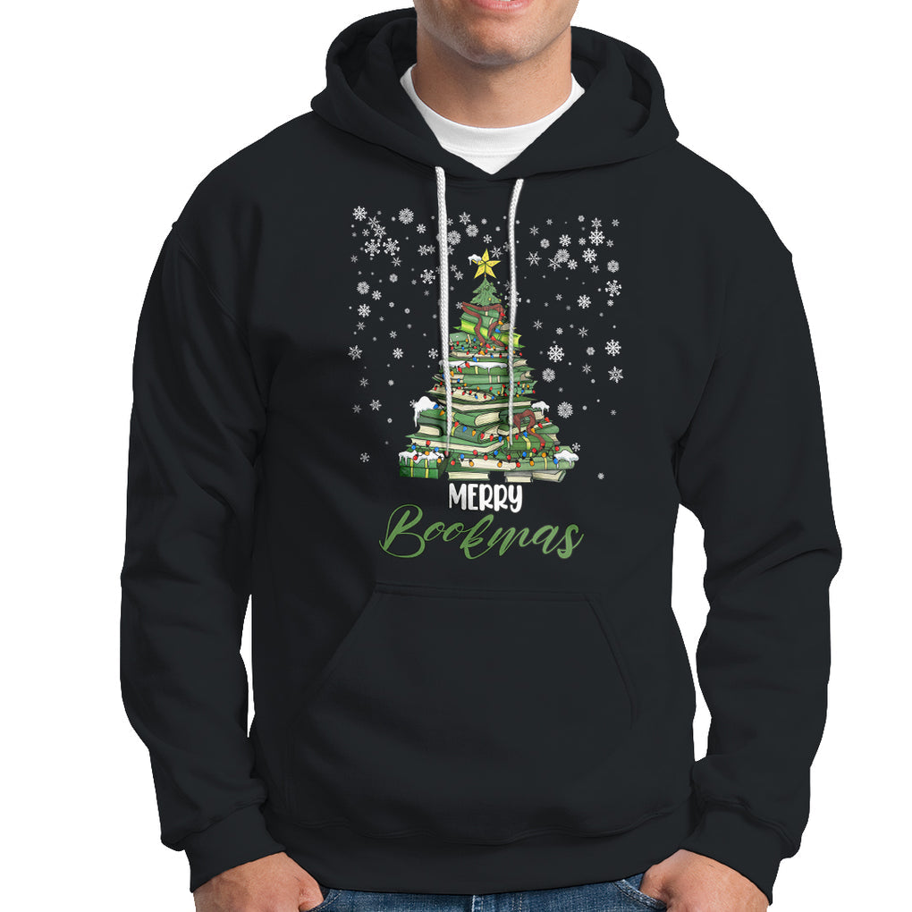 Reading Christmas Hoodie Merry Bookmas Books Pine Xmas Tree Funny TS02 Black Printyourwear