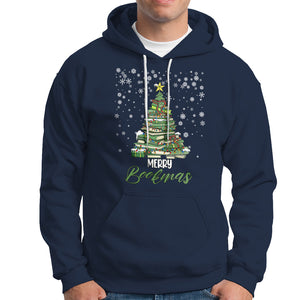 Reading Christmas Hoodie Merry Bookmas Books Pine Xmas Tree Funny TS02 Navy Printyourwear