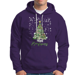 Reading Christmas Hoodie Merry Bookmas Books Pine Xmas Tree Funny TS02 Purple Printyourwear