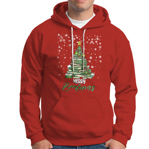 Reading Christmas Hoodie Merry Bookmas Books Pine Xmas Tree Funny TS02 Red Printyourwear