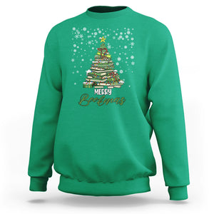 Reading Christmas Sweatshirt Merry Bookmas Books Pine Xmas Tree Funny TS02 Irish Green Printyourwear