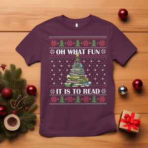 Reading Christmas T Shirt Oh What Fun It Is To Read Books Xmas Tree Funny Ugly Sweater TS02 Maroon Printyourwear