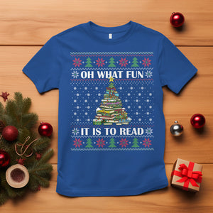 Reading Christmas T Shirt Oh What Fun It Is To Read Books Xmas Tree Funny Ugly Sweater TS02 Royal Blue Printyourwear