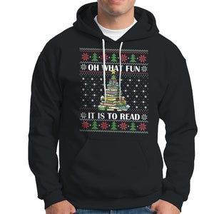 Reading Christmas Hoodie Oh What Fun It Is To Read Books Xmas Tree Funny Ugly Sweater TS02 Black Printyourwear