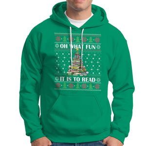 Reading Christmas Hoodie Oh What Fun It Is To Read Books Xmas Tree Funny Ugly Sweater TS02 Irish Green Printyourwear