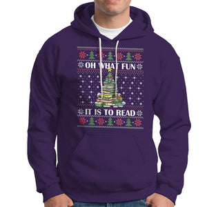 Reading Christmas Hoodie Oh What Fun It Is To Read Books Xmas Tree Funny Ugly Sweater TS02 Purple Printyourwear