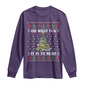 Reading Christmas Long Sleeve Shirt Oh What Fun It Is To Read Books Xmas Tree Funny Ugly Sweater TS02 Purple Print Your Wear