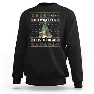 Reading Christmas Sweatshirt Oh What Fun It Is To Read Books Xmas Tree Funny Ugly Sweater TS02 Black Printyourwear