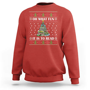 Reading Christmas Sweatshirt Oh What Fun It Is To Read Books Xmas Tree Funny Ugly Sweater TS02 Red Printyourwear