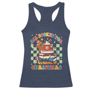 Reading Christmas Racerback Tank Top All Booked For Xmas Books and Cocoa Lover TS02 Navy Print Your Wear