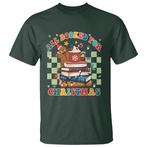 Reading Christmas T Shirt All Booked For Xmas Books and Cocoa Lover TS02 Dark Forest Green Printyourwear