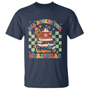 Reading Christmas T Shirt All Booked For Xmas Books and Cocoa Lover TS02 Navy Printyourwear