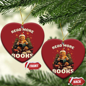 Reading Gingerbread Christmas Ornament Read More Books Funny Christmas Teacher Student Book Lovers TS02 Heart Red Print Your Wear