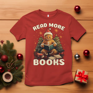 Reading Gingerbread T Shirt Read More Books Funny Christmas Teacher Student Book Lovers TS02 Red Printyourwear