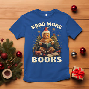 Reading Gingerbread T Shirt Read More Books Funny Christmas Teacher Student Book Lovers TS02 Royal Blue Printyourwear