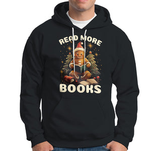 Reading Gingerbread Hoodie Read More Books Funny Christmas Teacher Student Book Lovers TS02 Black Printyourwear