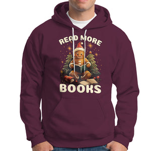 Reading Gingerbread Hoodie Read More Books Funny Christmas Teacher Student Book Lovers TS02 Maroon Printyourwear