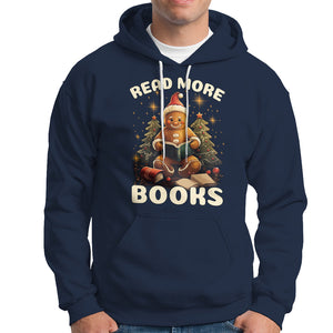 Reading Gingerbread Hoodie Read More Books Funny Christmas Teacher Student Book Lovers TS02 Navy Printyourwear