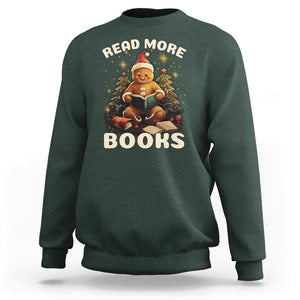 Reading Gingerbread Sweatshirt Read More Books Funny Christmas Teacher Student Book Lovers TS02 Dark Forest Green Printyourwear