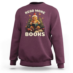 Reading Gingerbread Sweatshirt Read More Books Funny Christmas Teacher Student Book Lovers TS02 Maroon Printyourwear