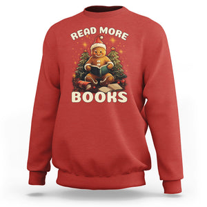 Reading Gingerbread Sweatshirt Read More Books Funny Christmas Teacher Student Book Lovers TS02 Red Printyourwear